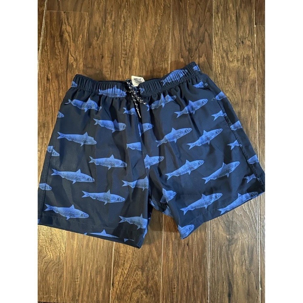 Seastate Swim Trunk Mesh Lined Shark Print Navy Blue Mens Medium